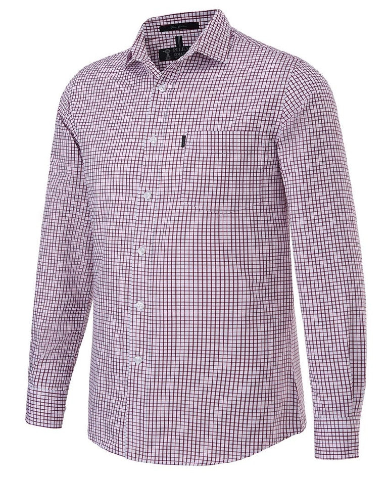 Pilbara Mens Y/D Check Single Pocket Long Sleeve Shirt