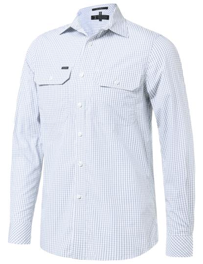 Pilbara Mens Yarn Dyed Check Dual Pocket Long Sleeve Shirt