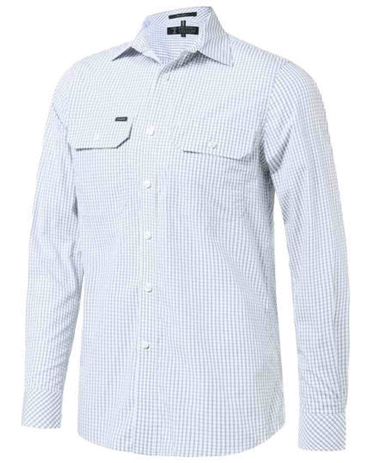 Pilbara Mens Yarn Dyed Check Dual Pocket Long Sleeve Shirt