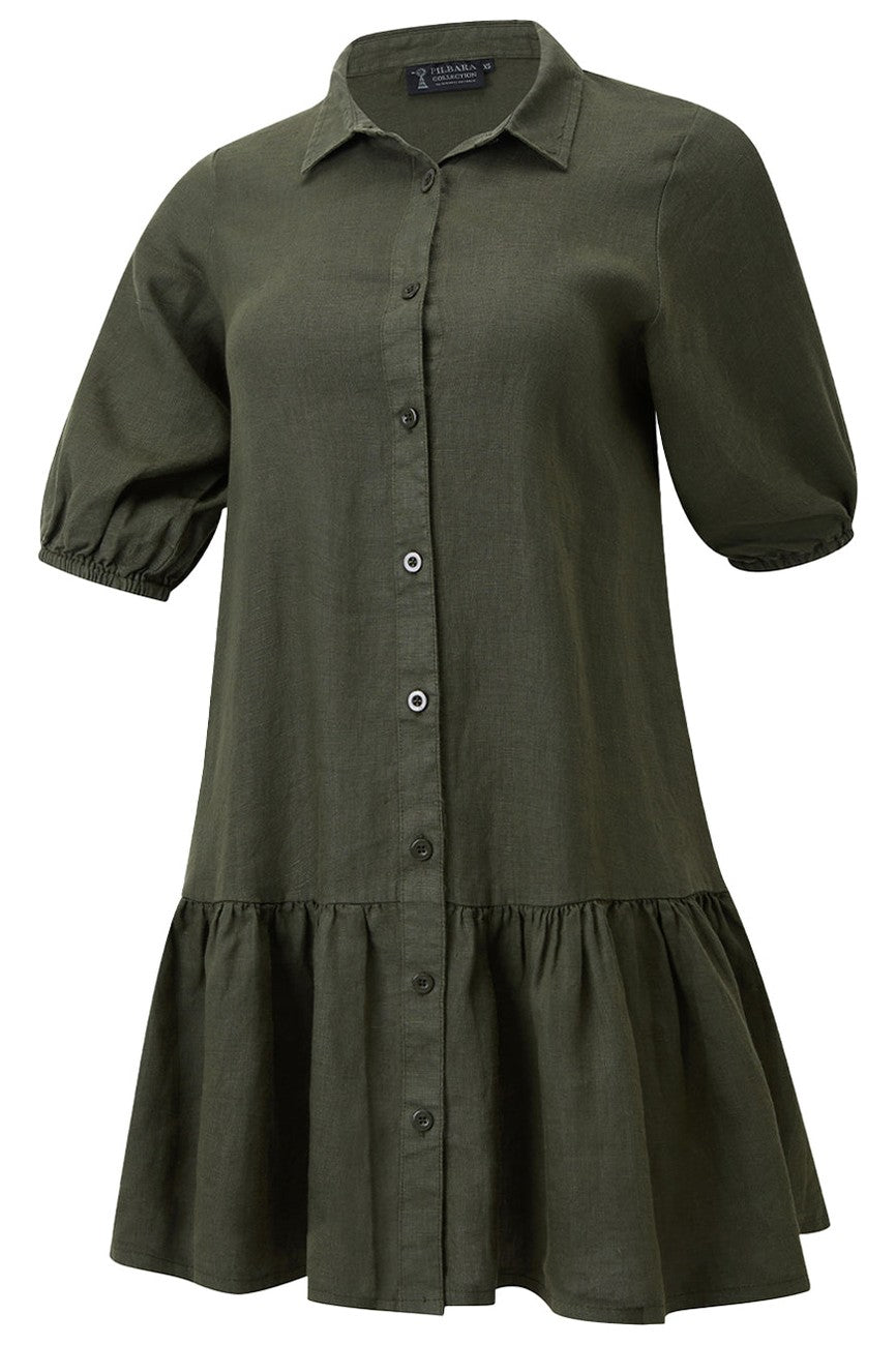 Pilbara Womens Monica Linen 3/4 Sleeve Dress