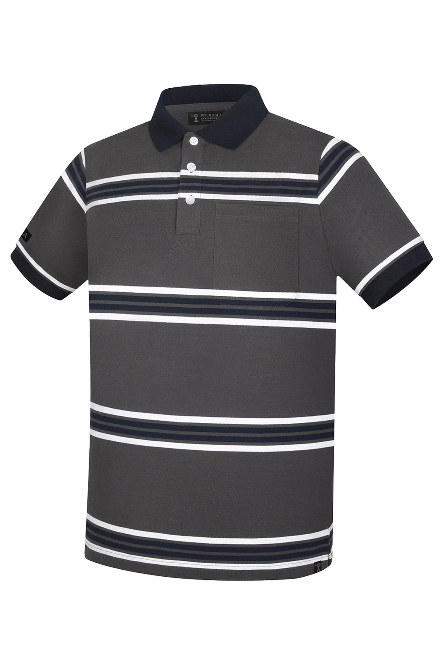 Pilbara Mens Yarn Dyed Striped Pocket Polo