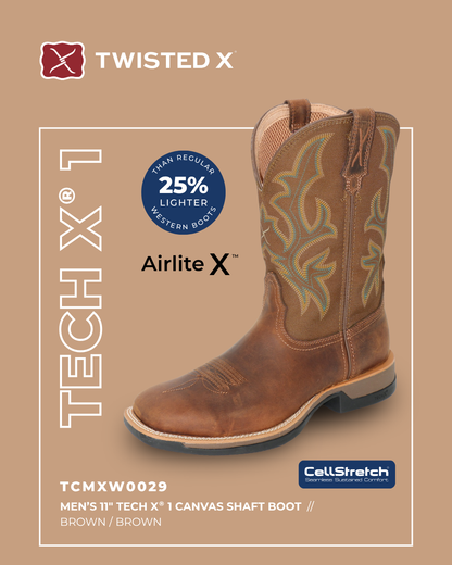 Twisted X Mens 11 Tech X1 Canvas Western Boots