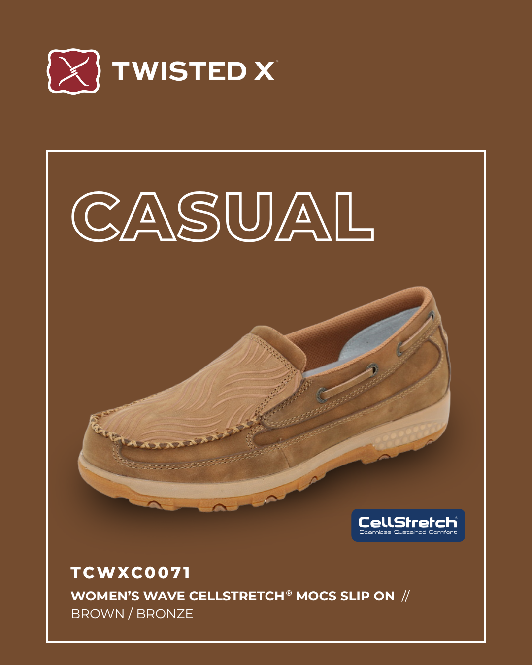 Twisted X Womens Wave Cellstretch Slip On Mocs