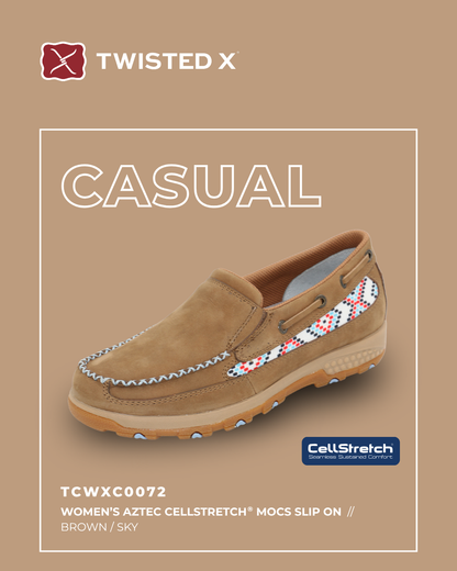 Twisted X Womens Aztec Cellstretch Slip On Mocs