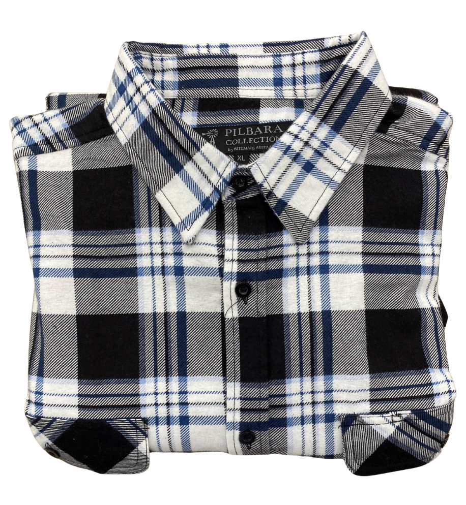 Pilbara Mens Flannelette Shirt Open Front