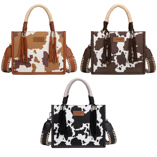 Wrangler Cow Print Tassel Crossbody Bag