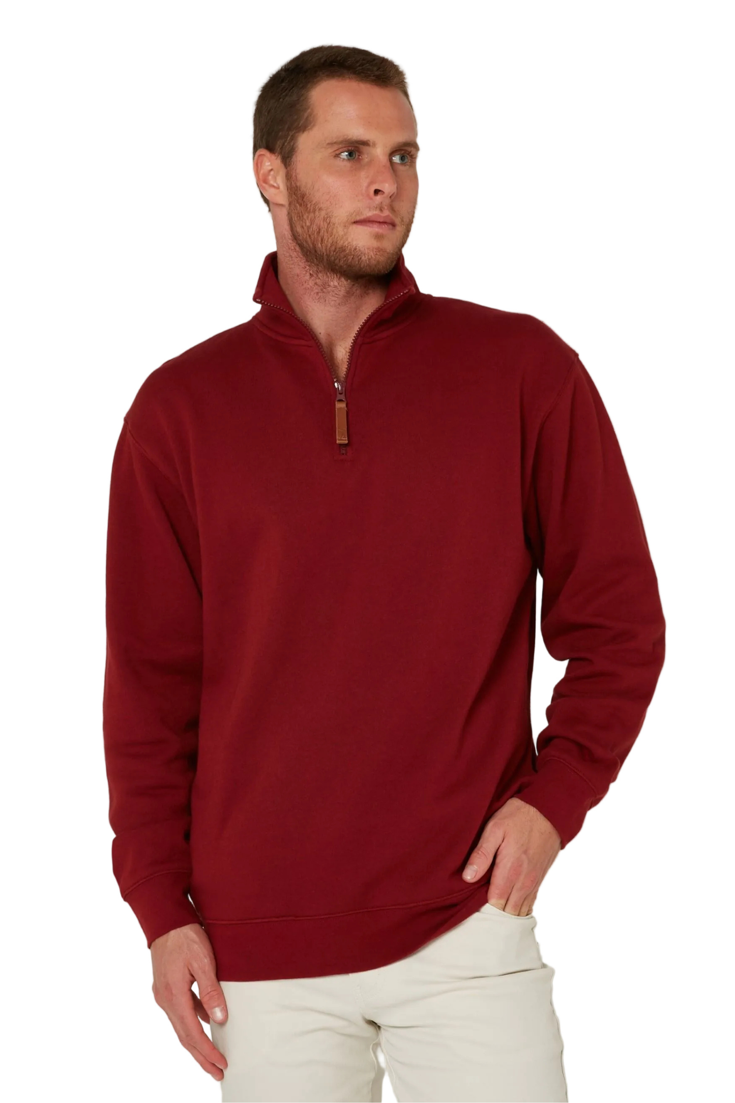 Pilbara Mens Zipper Closed Front Fleece Pullover Jumper