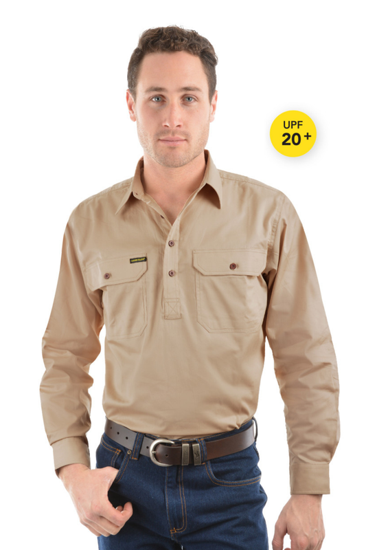 Hard Slog Mens Half Placket Light Cotton Country Work Shirt