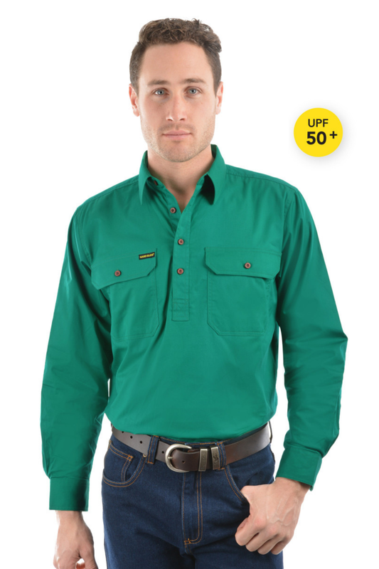 Hard Slog Mens Half Placket Light Cotton Country Work Shirt