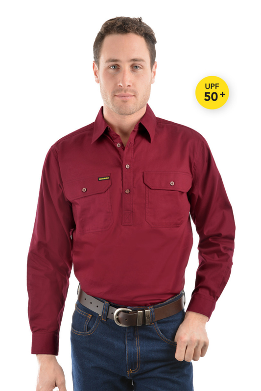 Hard Slog Mens Half Placket Light Cotton Country Work Shirt