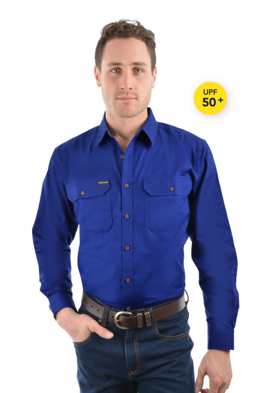 Hard Slog Mens Full Placket Light Cotton Country Work Shirt