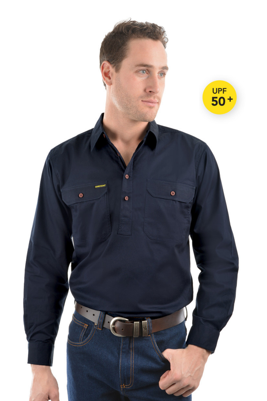 Hard Slog Mens Half Placket Light Cotton Country Work Shirt