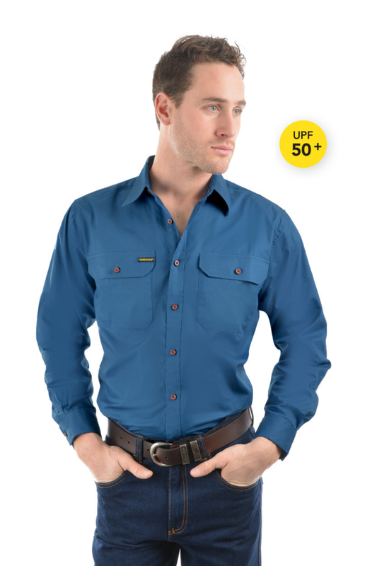 Hard Slog Mens Full Placket Light Cotton Country Work Shirt