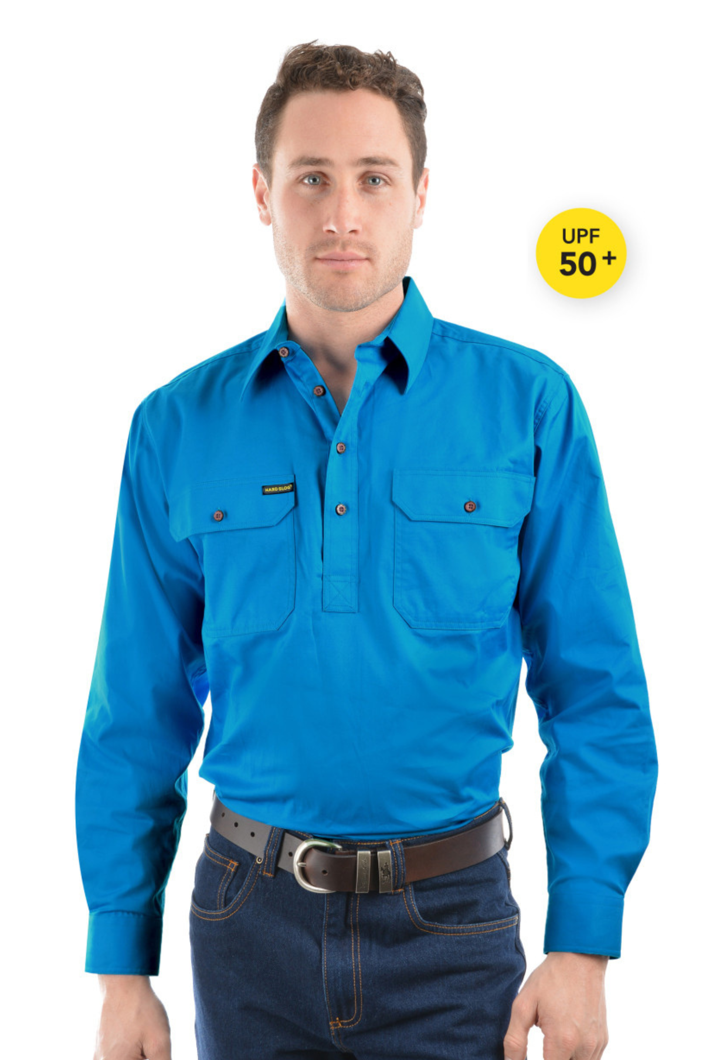 Hard Slog Mens Half Placket Light Cotton Country Work Shirt