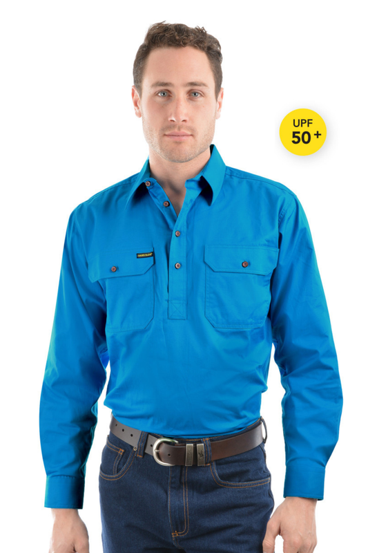 Hard Slog Mens Half Placket Light Cotton Country Work Shirt