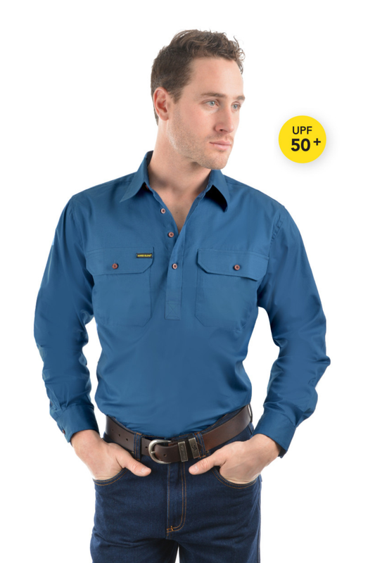 Hard Slog Mens Half Placket Light Cotton Country Work Shirt