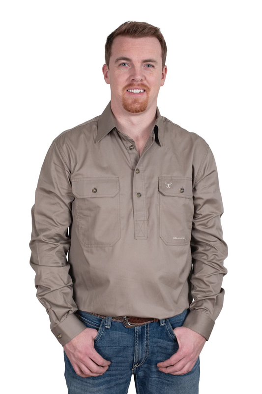 Just Country Mens Cameron Half Button Country Workshirt