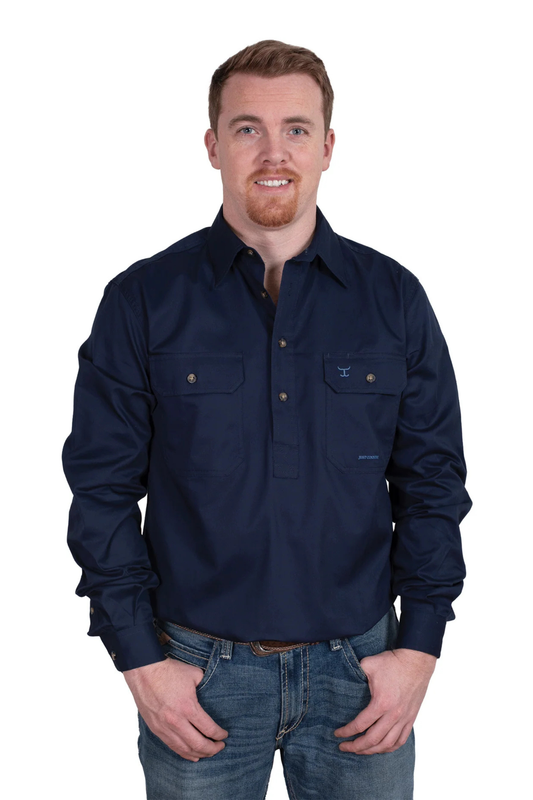 Just Country Mens Cameron Half Button Country Workshirt