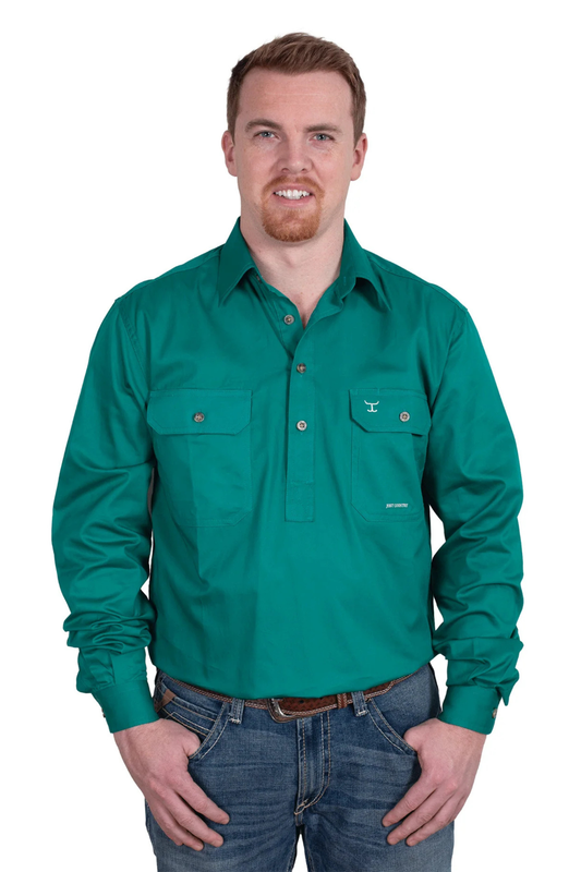 Just Country Mens Cameron Half Button Country Workshirt