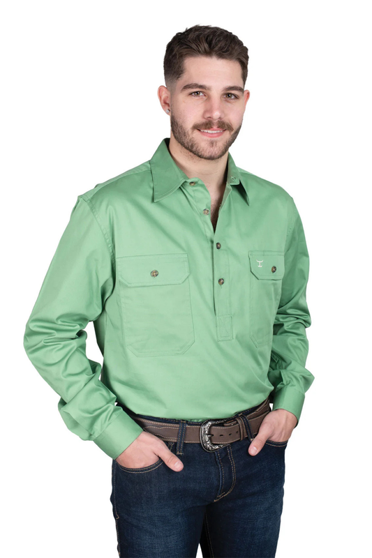 Just Country Mens Cameron Half Button Country Workshirt
