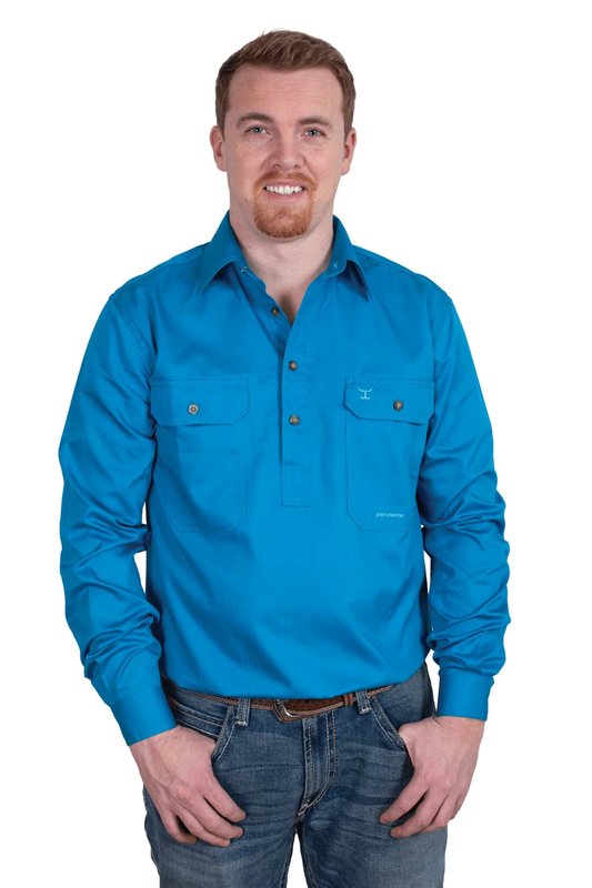 Just Country Mens Cameron Half Button Country Workshirt