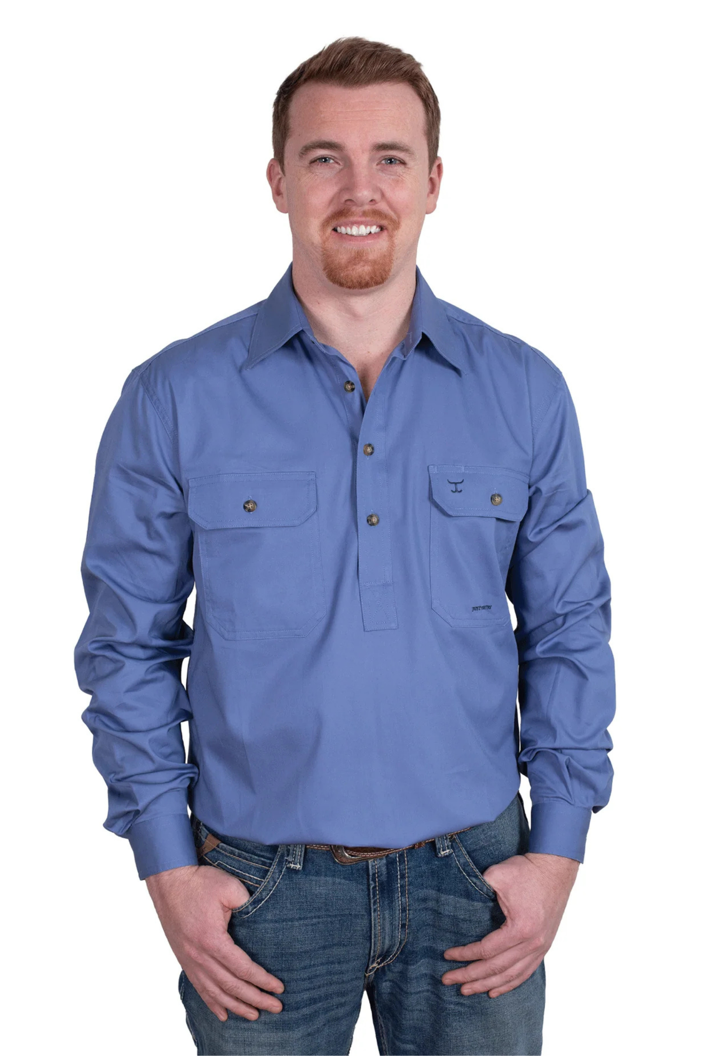 Just Country Mens Cameron Half Button Country Workshirt
