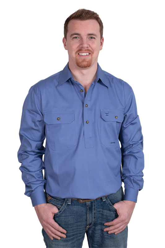 Just Country Mens Cameron Half Button Country Workshirt