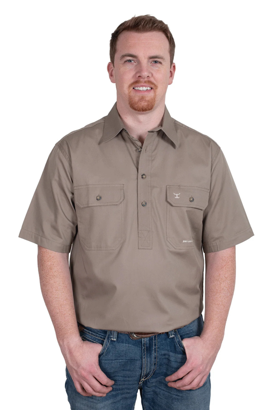 Just Country Mens Adam Half Button Short Sleeve Workshirt