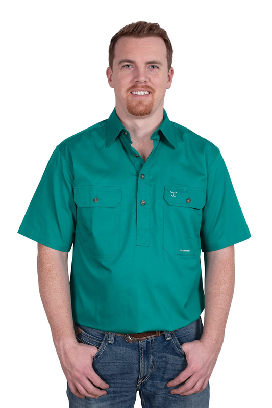 Just Country Mens Adam Half Button Short Sleeve Workshirt