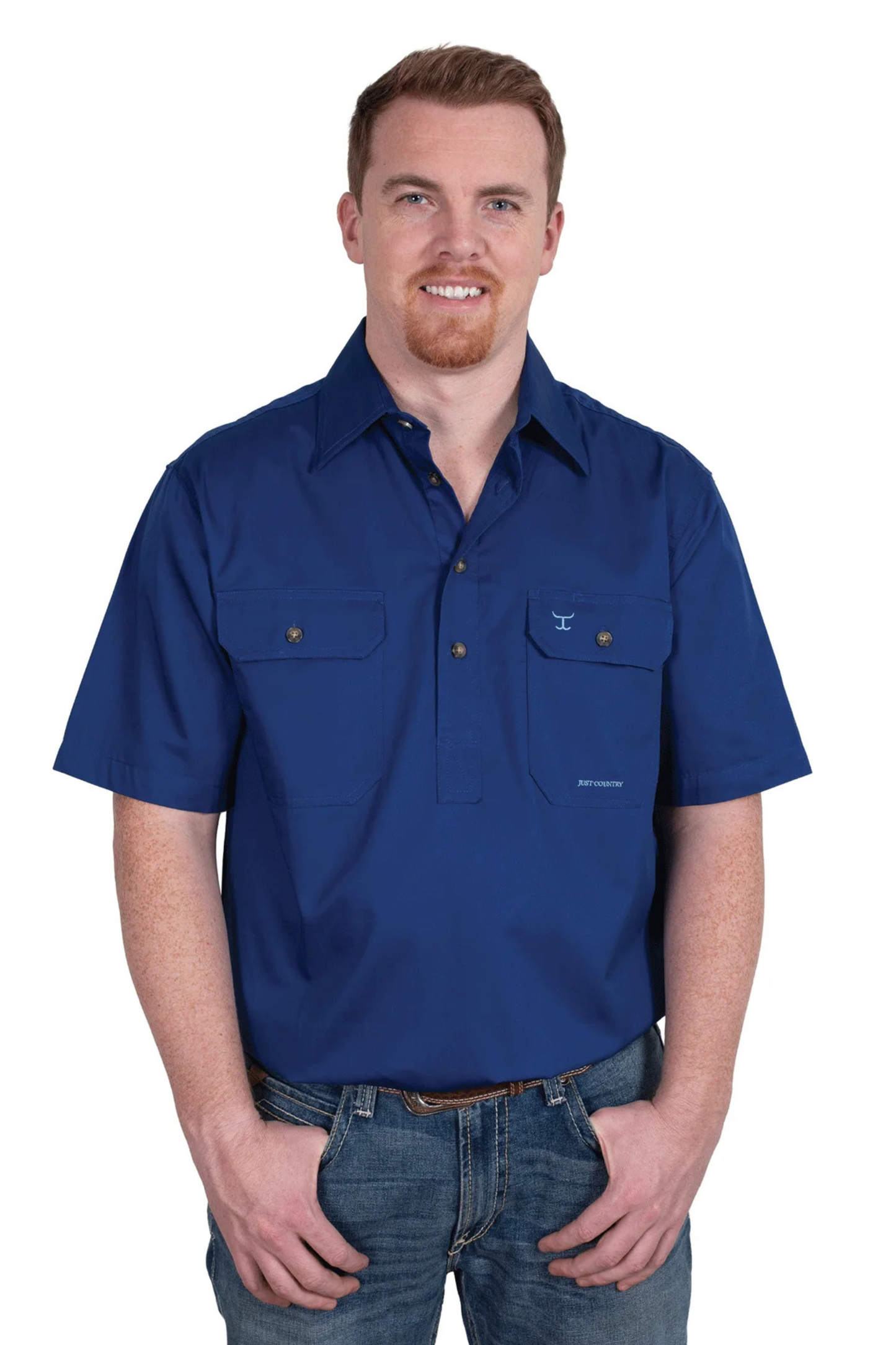 Just Country Mens Adam Half Button Short Sleeve Workshirt