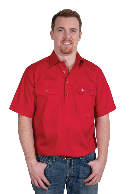 Just Country Mens Adam Half Button Short Sleeve Workshirt