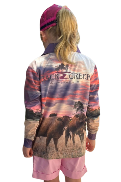 Back Creek Kids Cattle Sunset Fishing Shirt