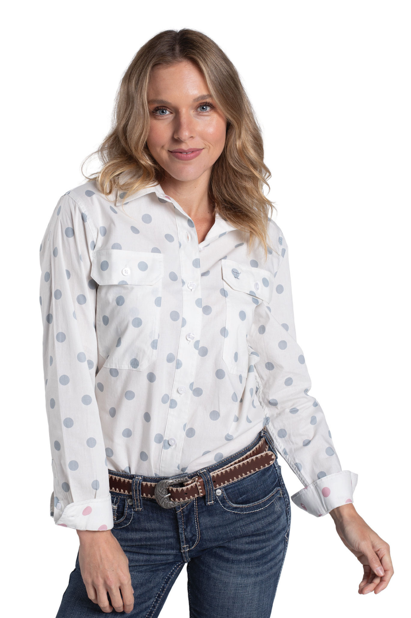 Just Country Womens Abbey Full Button Print Country Workshirt