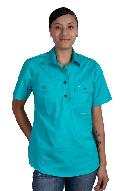 Just Country Womens Evie Short Sleeve Half Button Workshirt