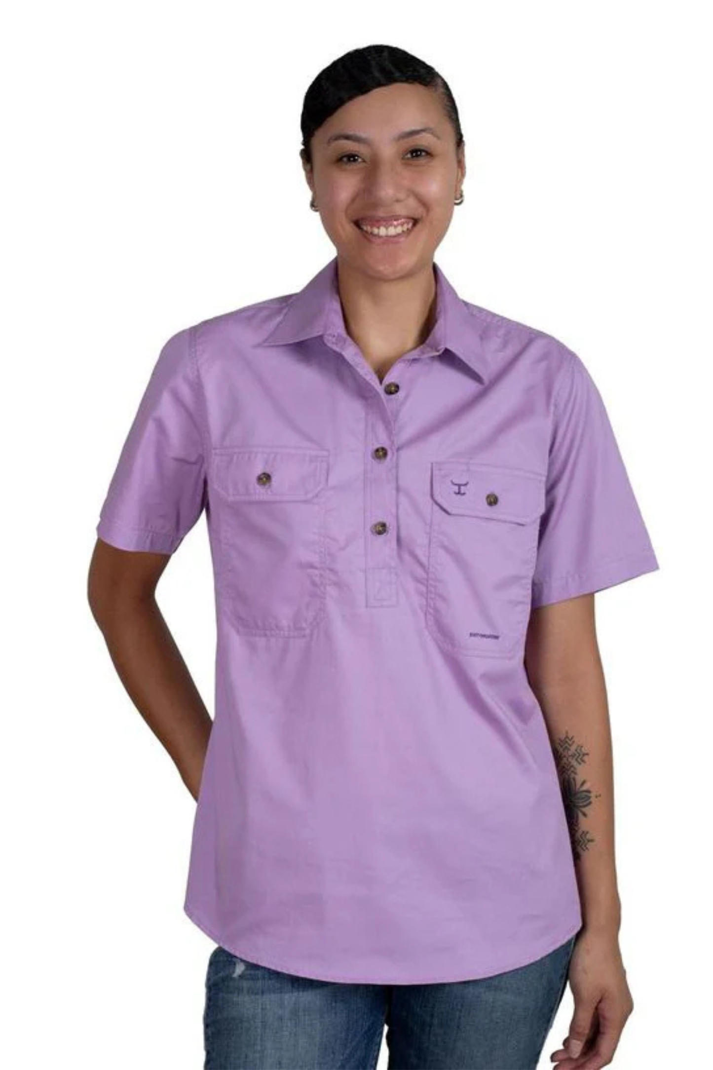 Just Country Womens Evie Short Sleeve Half Button Workshirt