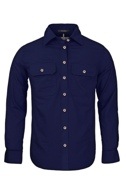 Womens Pilbara Open Front Long Sleeve Country Work Shirt