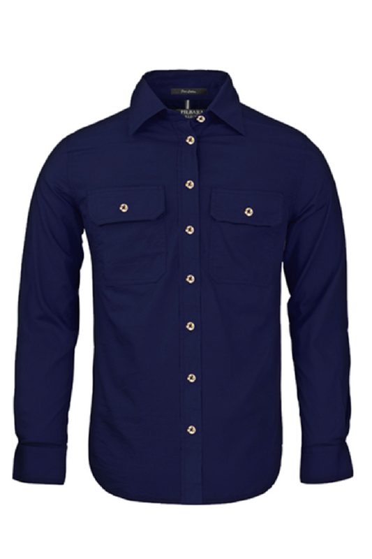 Womens Pilbara Open Front Long Sleeve Country Work Shirt