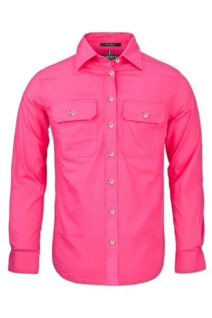 Womens Pilbara Open Front Long Sleeve Country Work Shirt