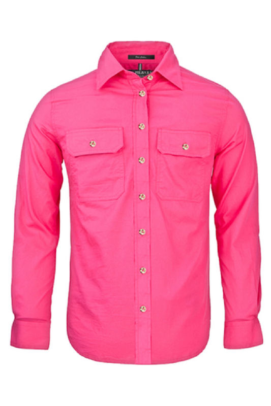 Womens Pilbara Open Front Long Sleeve Country Work Shirt