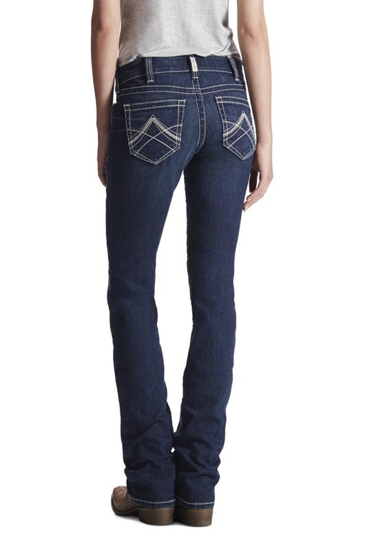 Ariat Womens Real Mid Rise Stackable Straight Leg Stretch Icon Jeans Regular 33 Inch Leg