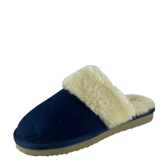 Womens Fur Trim Slip on Slipper Microfibre/Faux Fur
