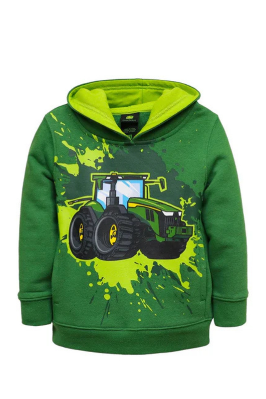 John Deere Splash Tractor Childs Fleece Hoodie