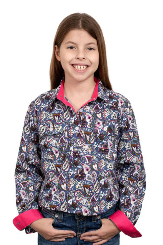Just Country Girls Harper Half Button Print Workshirt