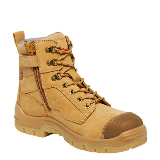KingGee Mens Phoenix Zip/Lace Safety Work Boots With Scuff Cap