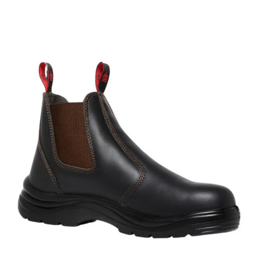 KingGee Mens Flinders Leather Steel Cap Gusset Work Boots