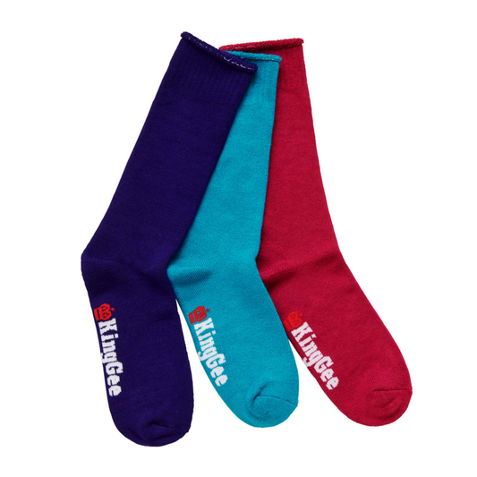 KingGee Womens Bamboo Coloured Crew Socks 3 Pack