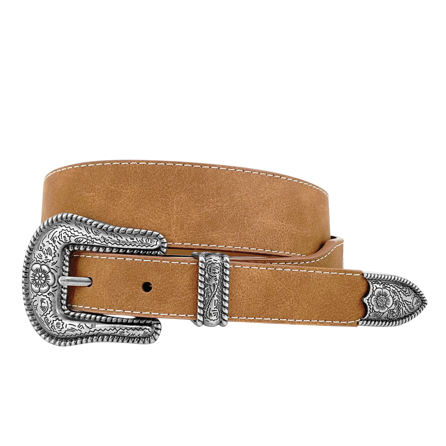 Roper Womens Belt 1 Inch Tapered to 1.1/2 Inch Genuine Leather Three Piece Buckle Set