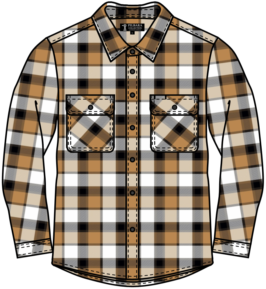 Pilbara Flannelette Shirt Mens Open Front