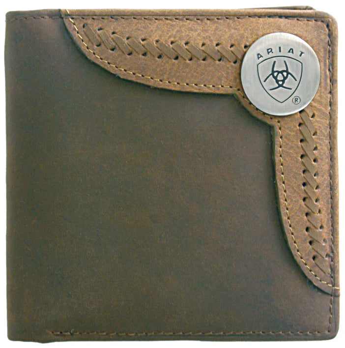 Ariat Mens Bi-Fold Wallet - Two Toned Accent Overlay