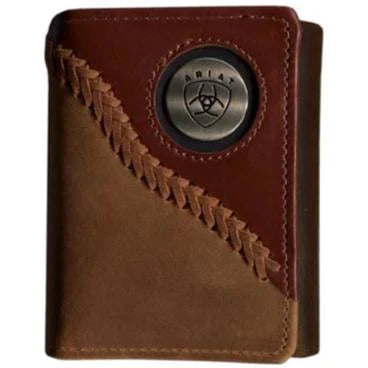 Ariat Mens Tri-Fold Wallet Two Toned Stitched